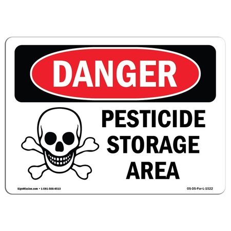 SIGNMISSION OSHA Danger Sign, 10" Height, 14" Width, Aluminum, Pesticide Storage Area, Landscape, 1014-L-1522 OS-DS-A-1014-L-1522